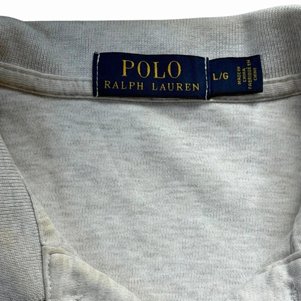 Polo Ralph Lauren‎ Men's Oatmeal Knit Polo Short Size Large Soft 100% Cotton